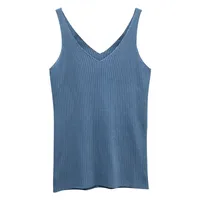 Women's V-neck Sleeveless Knitted Ice Silk Vest Summer Inner Black And White Elegant Style Slim Fit Fashion Commuter main image 4