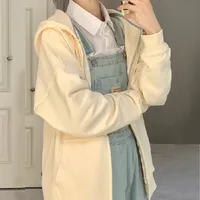 Oversized Hooded Cardigan Women's Long Sleeve Zipper Casual Style Scale Pattern Couple Coat Spring And Autumn New main image 4