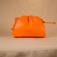 Cloud-Shaped Handbag Women's Fashion All-Match Clipped Button-Style Crossbody Bag Small Size Dumpling-Shaped Pu Material Shoulder Belt sku image 15