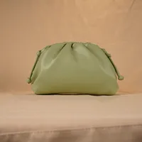 Cloud-Shaped Handbag Women's Fashion All-Match Clipped Button-Style Crossbody Bag Small Size Dumpling-Shaped Pu Material Shoulder Belt sku image 18