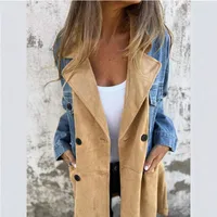 Autumn And Winter New Women's Elegant Commuter Long Sleeve Denim Jacket Suit Collar Stitching Mid-Length Casual Loose Design main image 1