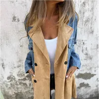 Autumn And Winter New Women's Elegant Commuter Long Sleeve Denim Jacket Suit Collar Stitching Mid-Length Casual Loose Design main image 5