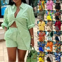 Elegant Commuter Long Sleeve Printed Shorts Two-Piece Set Women's Fashion Casual Set Polyester Fabric Other Features main image 1