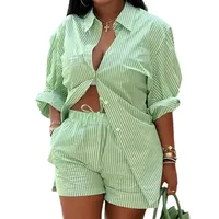 Elegant Commuter Long Sleeve Printed Shorts Two-Piece Set Women's Fashion Casual Set Polyester Fabric Other Features main image 5
