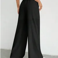 Casual Drawstring Straight Pocket Women's Solid Color Trousers High Waist Loose Fashion  Style Style main image 4