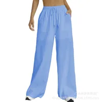 Casual Drawstring Straight Pocket Women's Solid Color Trousers High Waist Loose Fashion  Style Style sku image 14