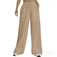 Casual Drawstring Straight Pocket Women's Solid Color Trousers High Waist Loose Fashion  Style Style sku image 19