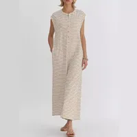 Casual Striped Wide Leg Jumpsuit Women Sleeveless Loose Design Spring And Summer New High Waist Trousers Comfortable Polyester Material main image 2
