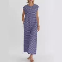 Casual Striped Wide Leg Jumpsuit Women Sleeveless Loose Design Spring And Summer New High Waist Trousers Comfortable Polyester Material main image 3