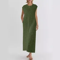 Casual Striped Wide Leg Jumpsuit Women Sleeveless Loose Design Spring And Summer New High Waist Trousers Comfortable Polyester Material main image 4