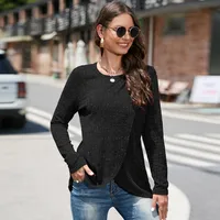 Autumn And Winter Knitted Sweater Women's Crew Neck Split Plus Size Women's Top Design Sense Niche Fashion Street Style Loose Design main image 3