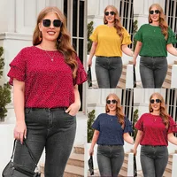 New Polka Dot Loose-Fitting Casual T-shirt Plus Size Women Round Neck Short Sleeve Commuter Top Street Style Geometric Pattern main image 1