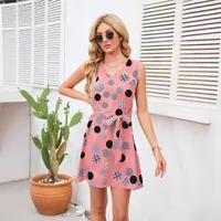 Retro Dots Printed Waist-Controlled Summer New Dress Party Print Clothing Retro Style Fresh Sweet Knee-Length A- Line Skirt main image 3