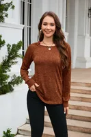 Casual And Lightweight Long Sleeve Crew Neck Pullover Sweater Autumn And Winter Women's T-shirt Sweet Fresh Style Comfortable Polyester sku image 1