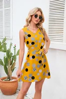 Retro Dots Printed Waist-Controlled Summer New Dress Party Print Clothing Retro Style Fresh Sweet Knee-Length A- Line Skirt sku image 14