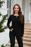 Casual And Lightweight Long Sleeve Crew Neck Pullover Sweater Autumn And Winter Women's T-shirt Sweet Fresh Style Comfortable Polyester sku image 14