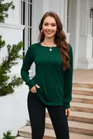 Casual And Lightweight Long Sleeve Crew Neck Pullover Sweater Autumn And Winter Women's T-shirt Sweet Fresh Style Comfortable Polyester sku image 16