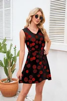 Retro Dots Printed Waist-Controlled Summer New Dress Party Print Clothing Retro Style Fresh Sweet Knee-Length A- Line Skirt sku image 22