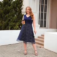 New Style Large Size Casual Loose Dress Party Evening Dress Elegant High Waist A-line Skirt V-neck Sleeveless Medium Length Dress main image 4