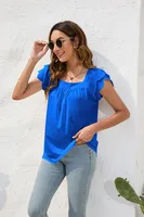 Spring And Summer Loose Casual Women's T-shirt Round Neck Short Sleeve Commuter Solid Color Top Street Style Senior Street Fashion sku image 13