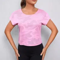 Spring And Summer Camouflage Round Neck Short Sleeve Women's Vest Breathable Running Yoga Sports T-shirt Casual Loose Design main image 1