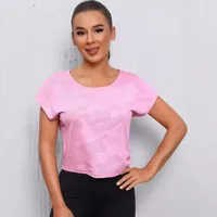Spring And Summer Camouflage Round Neck Short Sleeve Women's Vest Breathable Running Yoga Sports T-shirt Casual Loose Design main image 3