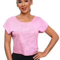 Spring And Summer Camouflage Round Neck Short Sleeve Women's Vest Breathable Running Yoga Sports T-shirt Casual Loose Design main image 5