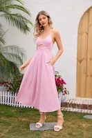 Floral Print Summer Hollowed Leisure Vacation Travel Dress Cotton Polyester Material Strapless High Waist A- Line Skirt sku image 21