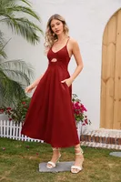 Floral Print Summer Hollowed Leisure Vacation Travel Dress Cotton Polyester Material Strapless High Waist A- Line Skirt sku image 2
