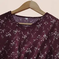 Elegant Floral Maxi Dress Women V-neck Pleated Waist Elastic A- Line Short Sleeve Dress Fashion Commuter Anklet Dress Dress main image 3