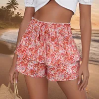 Fashion Floral Print Wide Leg Shorts Casual Pendant Culottes Women's Three-Point Length Elastic Waist  Style main image 1