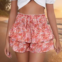 Fashion Floral Print Wide Leg Shorts Casual Pendant Culottes Women's Three-Point Length Elastic Waist  Style main image 3