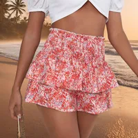 Fashion Floral Print Wide Leg Shorts Casual Pendant Culottes Women's Three-Point Length Elastic Waist  Style main image 4