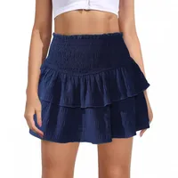 Slim Fit High Waist Pure Color Pleated Skirt Women's Summer New Sports Style Knee-Length Fashion Skirt main image 1