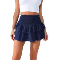 Slim Fit High Waist Pure Color Pleated Skirt Women's Summer New Sports Style Knee-Length Fashion Skirt main image 5