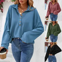 Fashion Style Long Sleeve Solid Color Buttons Shirt/T-shirt Autumn And Winter New Women's Clothing Fashion Street Style High Street Style main image 1
