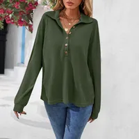 Fashion Style Long Sleeve Solid Color Buttons Shirt/T-shirt Autumn And Winter New Women's Clothing Fashion Street Style High Street Style main image 2