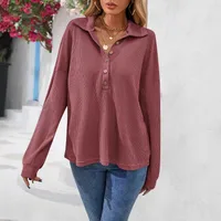 Fashion Style Long Sleeve Solid Color Buttons Shirt/T-shirt Autumn And Winter New Women's Clothing Fashion Street Style High Street Style main image 3