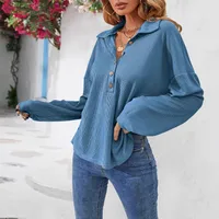 Fashion Style Long Sleeve Solid Color Buttons Shirt/T-shirt Autumn And Winter New Women's Clothing Fashion Street Style High Street Style main image 4