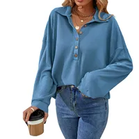 Fashion Style Long Sleeve Solid Color Buttons Shirt/T-shirt Autumn And Winter New Women's Clothing Fashion Street Style High Street Style main image 5