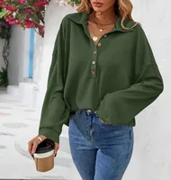 Fashion Style Long Sleeve Solid Color Buttons Shirt/T-shirt Autumn And Winter New Women's Clothing Fashion Street Style High Street Style sku image 6