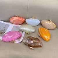 Elegant Simple Style Acrylic Marble Pattern Handbag Unique Oval Design Crossbody Bag Suitable For Evening Party Urban Simple Style main image 2