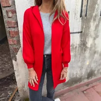 Casual Wool Jacket Coat Ladies Belt Pocket Hooded Solid Color Autumn And Winter Long Sleeve Loose Commuter Style Fashion main image 1