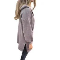 Casual Wool Jacket Coat Ladies Belt Pocket Hooded Solid Color Autumn And Winter Long Sleeve Loose Commuter Style Fashion main image 5