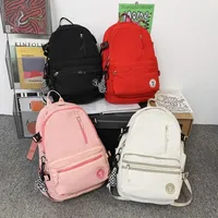 Casual Solid Color Backpack Unisex Couple School Handbag Nylon Material Urban Simple Fashion Shockproof Wear-Resistant Breathable main image 1