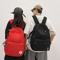 Casual Solid Color Backpack Unisex Couple School Handbag Nylon Material Urban Simple Fashion Shockproof Wear-Resistant Breathable main image 2