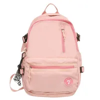 Casual Solid Color Backpack Unisex Couple School Handbag Nylon Material Urban Simple Fashion Shockproof Wear-Resistant Breathable sku image 1