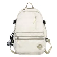 Casual Solid Color Backpack Unisex Couple School Handbag Nylon Material Urban Simple Fashion Shockproof Wear-Resistant Breathable sku image 3