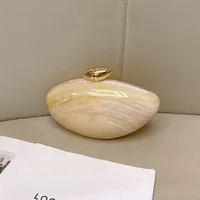 Elegant Simple Style Acrylic Marble Pattern Handbag Unique Oval Design Crossbody Bag Suitable For Evening Party Urban Simple Style main image 4
