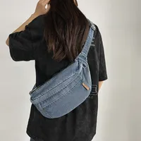 Harajuku Style Women's Cross-Body Bag Multifunction Denim Unisex Student Bag Hip Hop Trend Brand Street Fashion High Street main image 4